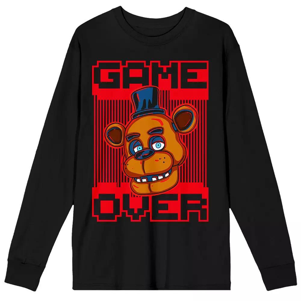 Men's Five Nights At Freddys Face Long Sleeve Tee, Size: XL, Black Product Image