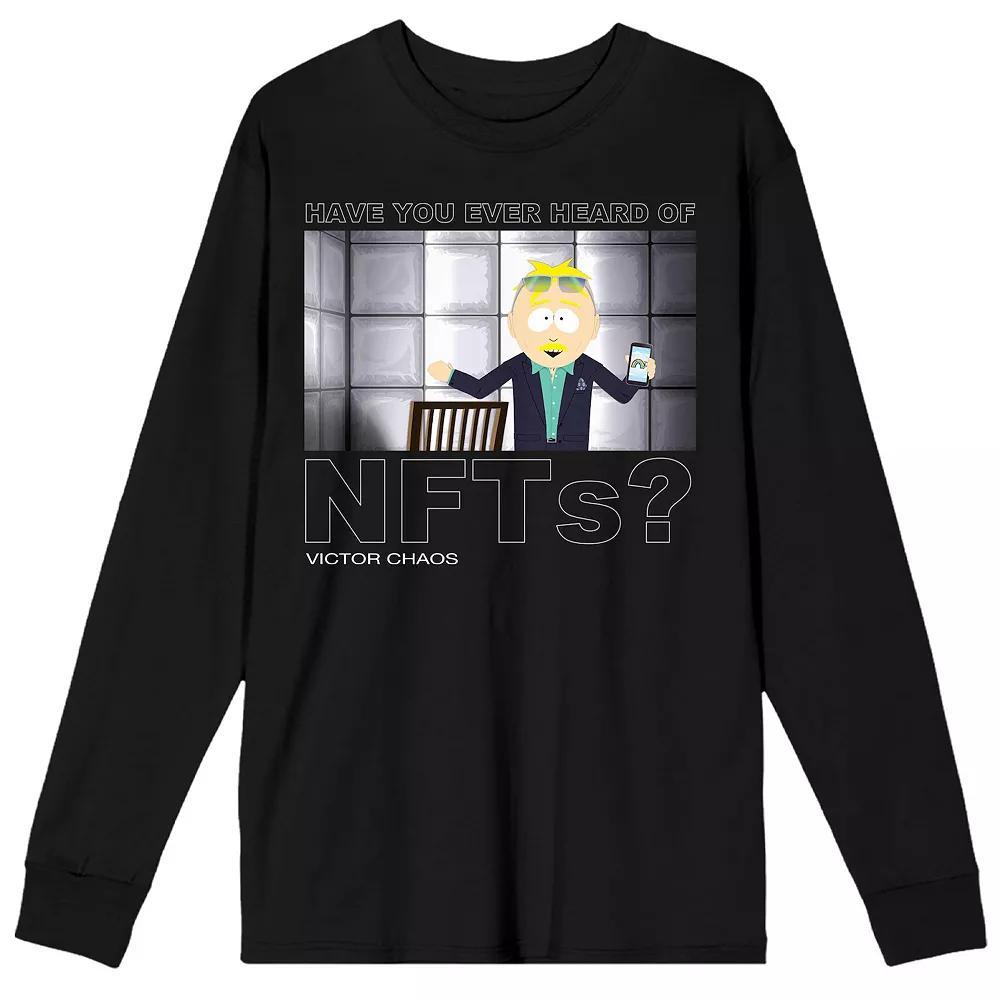Men's South Park Victor Chaos NFTs Long Sleeve Graphic Tee, Size: XXL, Black Product Image