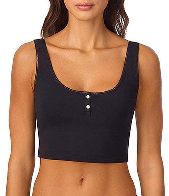 Bedhead Sleeveless Henley Knit Solid Cropped Tank Top Product Image