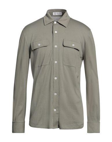 BRUNELLO CUCINELLI Man Shirt Sage Green Size 46 Cotton Product Image