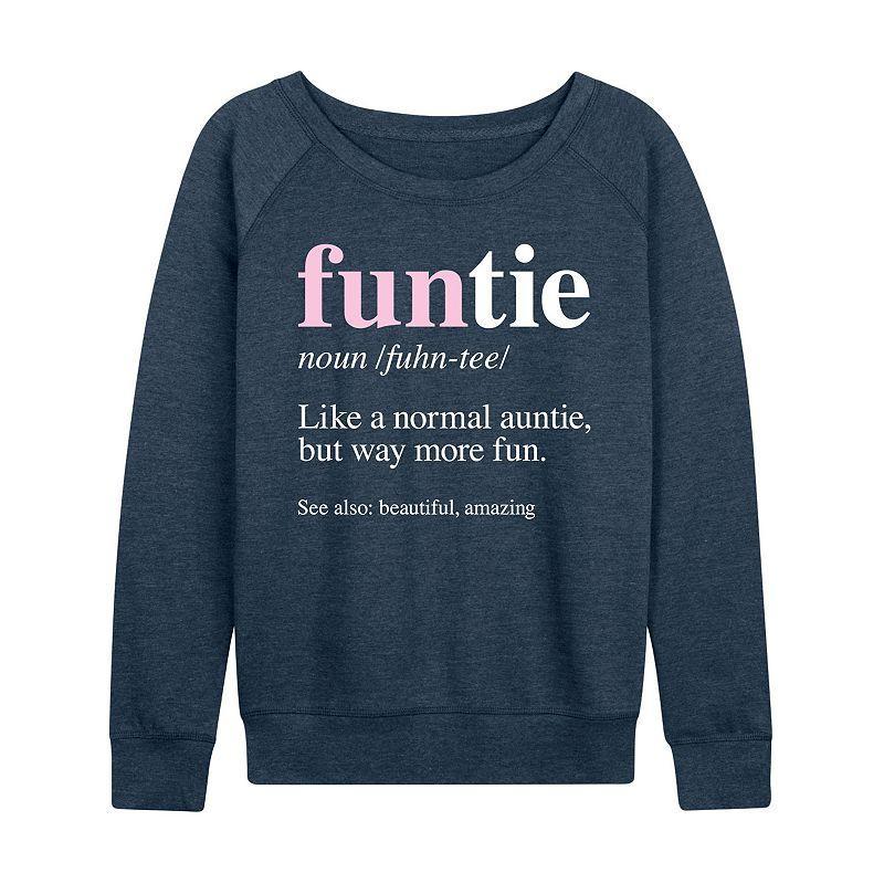 Womens Funtie Definition French Terry Long Sleeve Tee, Girls Heather Grey Product Image