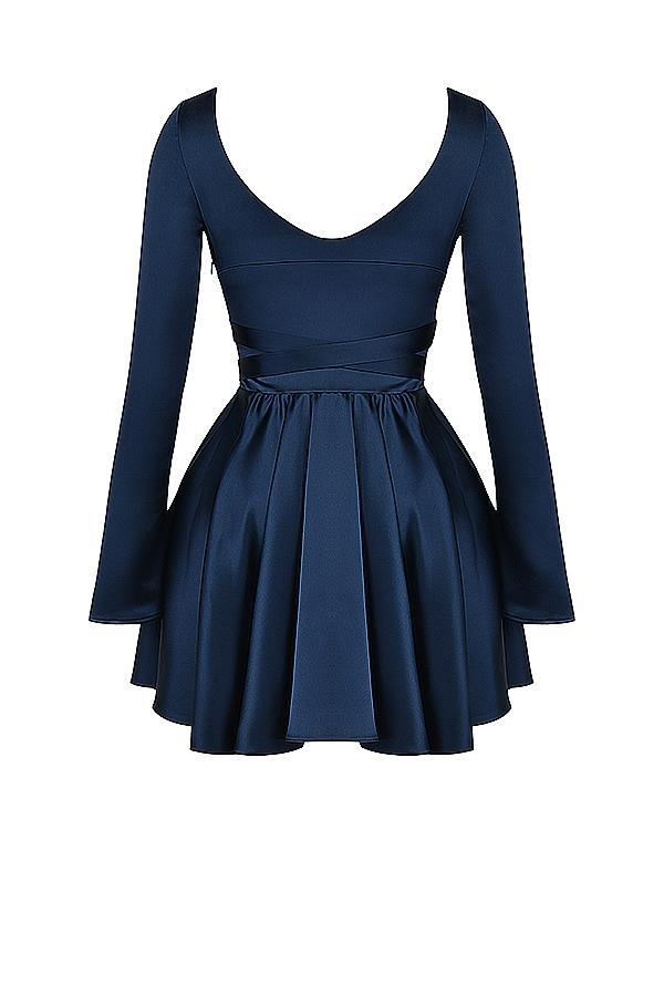 Dominique Navy Plunge Mini Dress Product Image