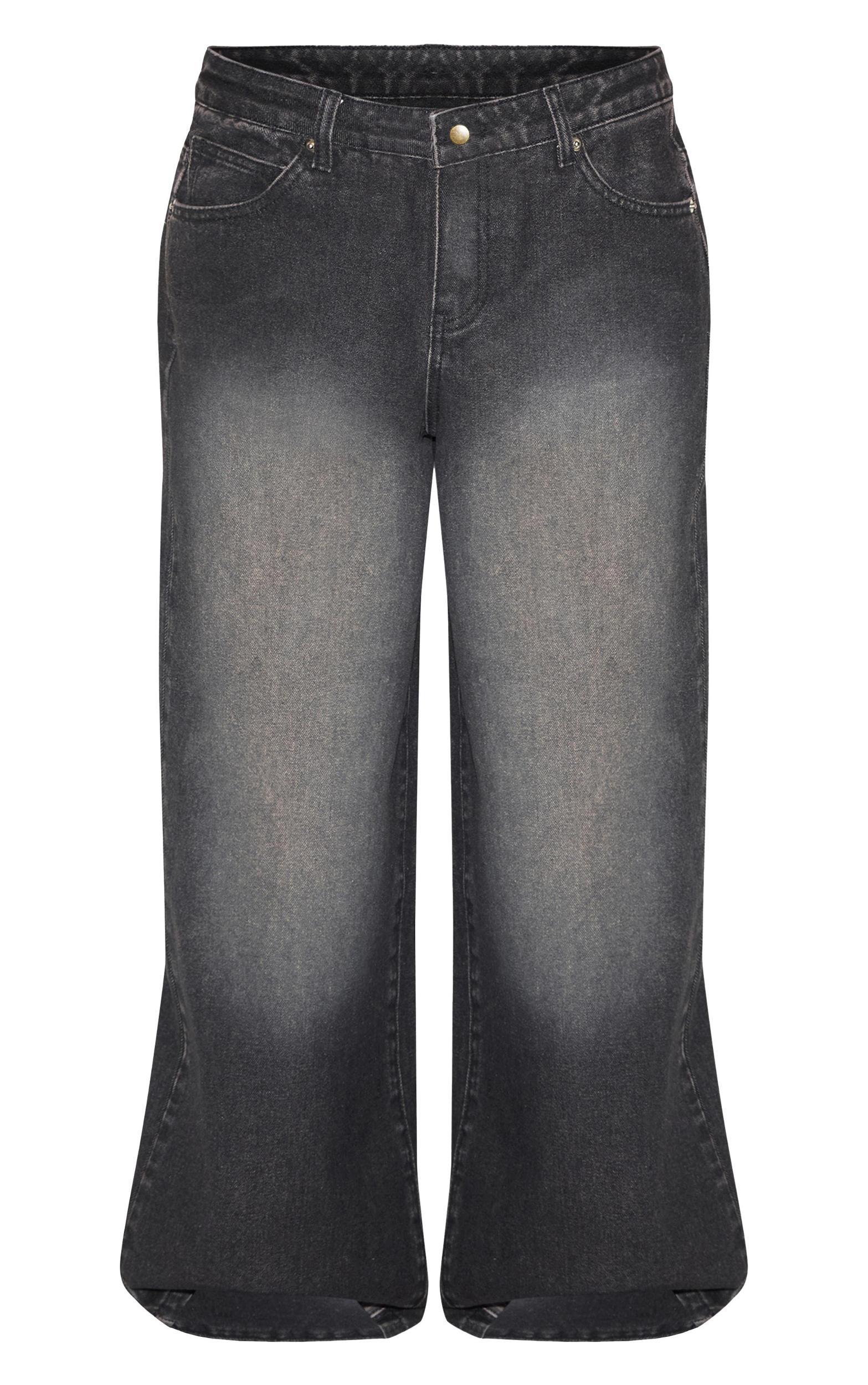 Petite Black Denim Double Layered Boxer Boyfriend Jeans Product Image