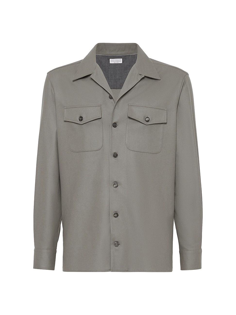 Mens Wool Flannel Cabana-Collar Overshirt Product Image
