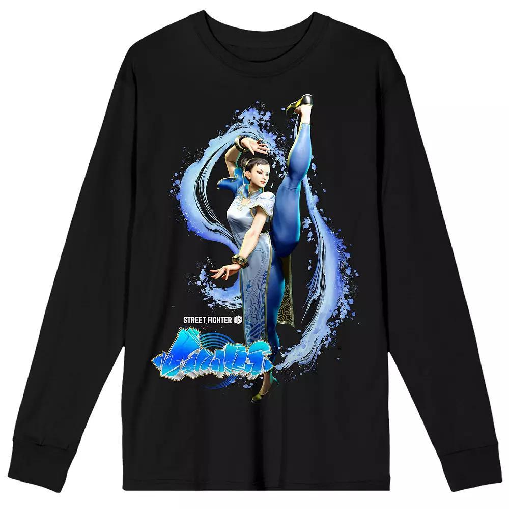 Men's Street Fighter VI Chun Li Long Sleeve Graphic Tee, Size: Small, Black Product Image