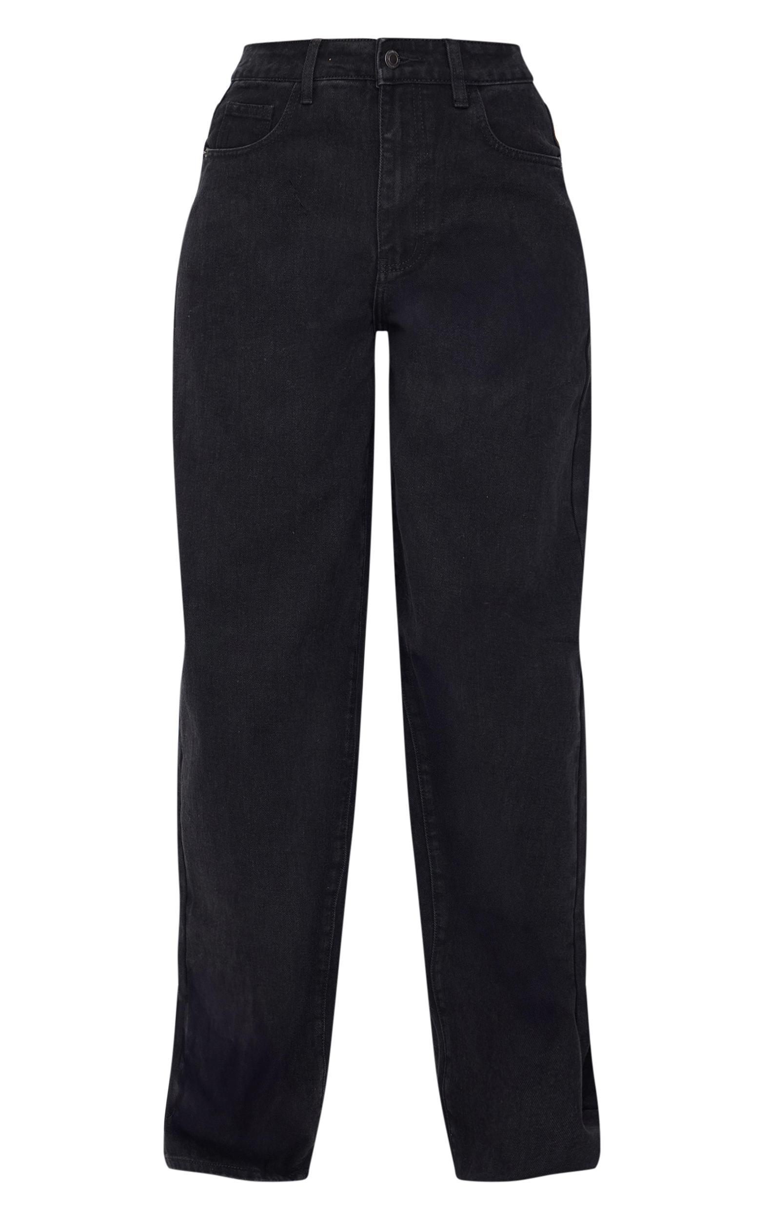 Tall Black Dipped Back Waistband Boyfriend Jeans Product Image