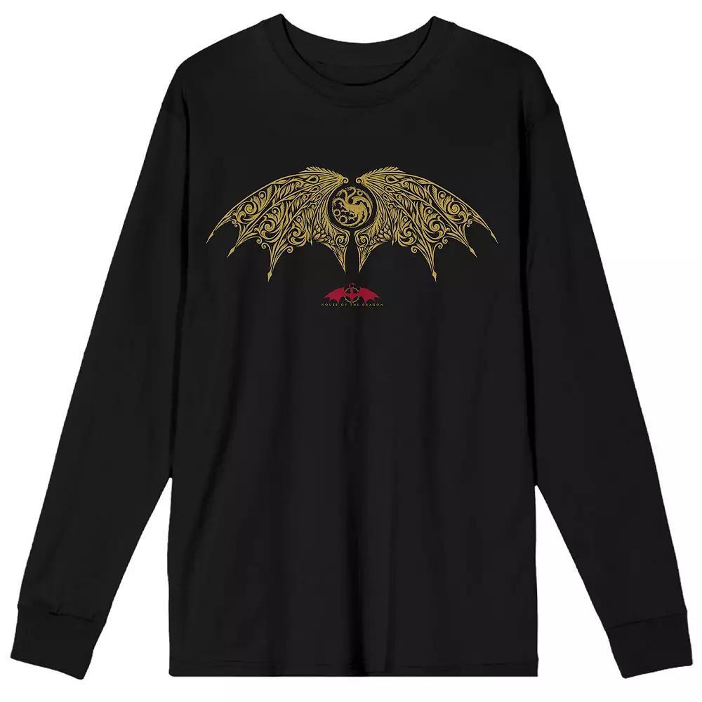 Men's House of the Dragon Wings Long Sleeve Tee, Size: Small, Black Product Image