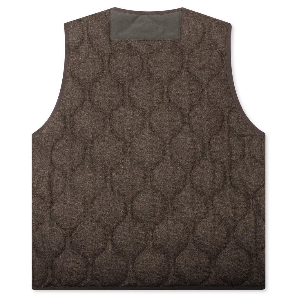 Wool Herringbone Quilted Vest - Khaki Male Product Image