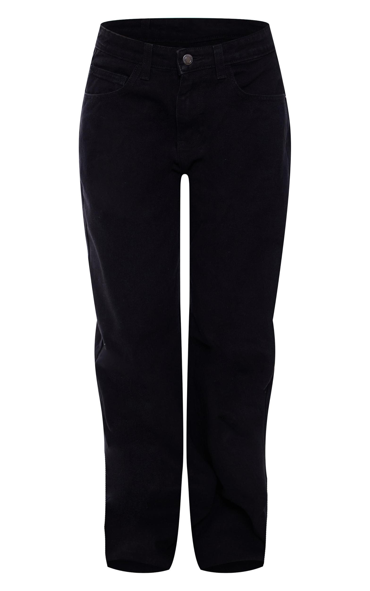 Washed Black Low Rise Faded Boyfriend Jeans Product Image