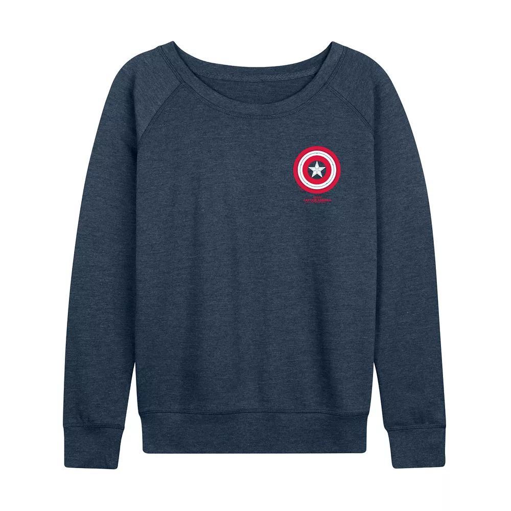 Womens Marvel Captain America: Brave New World Captain America Icon French Terry Long Sleeve Tee Grey Indigo Product Image
