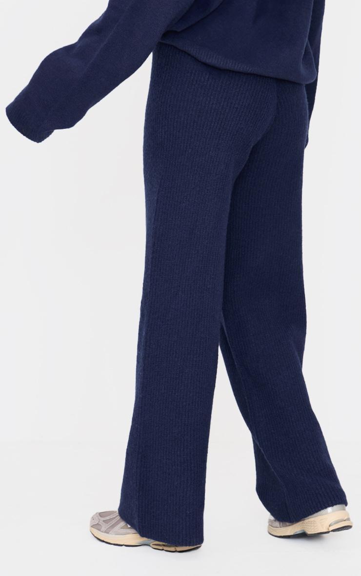 Tall Navy Knit Wide Leg Pants Product Image