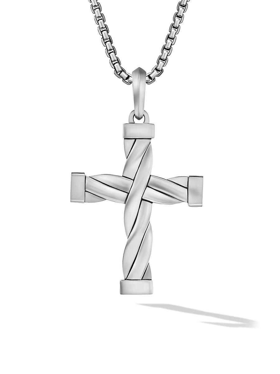 David Yurman Mens Dy Helios Cross Pendant in Sterling Silver, 48mm Product Image