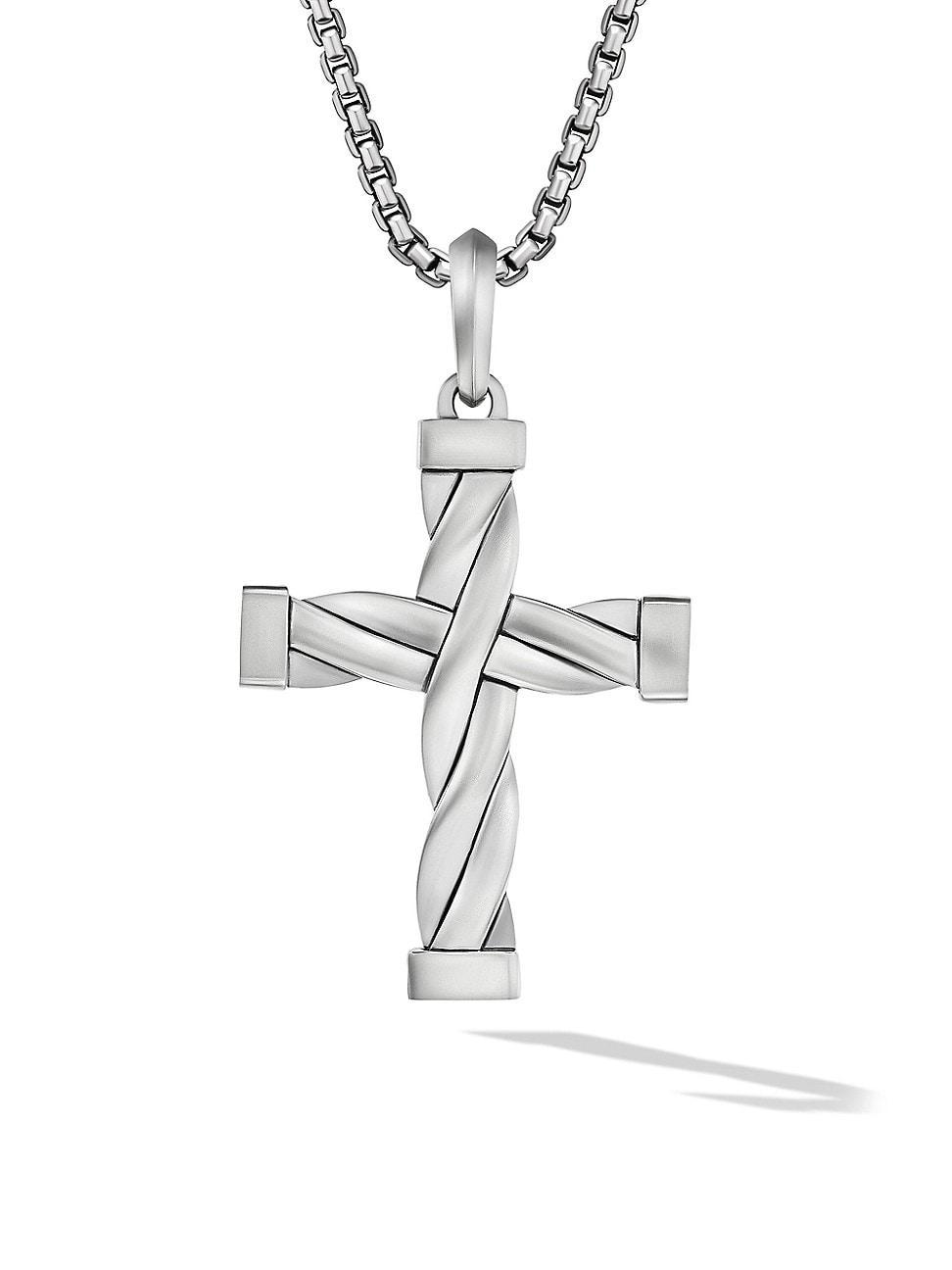 David Yurman Mens Dy Helios Cross Pendant in Sterling Silver, 48mm Product Image