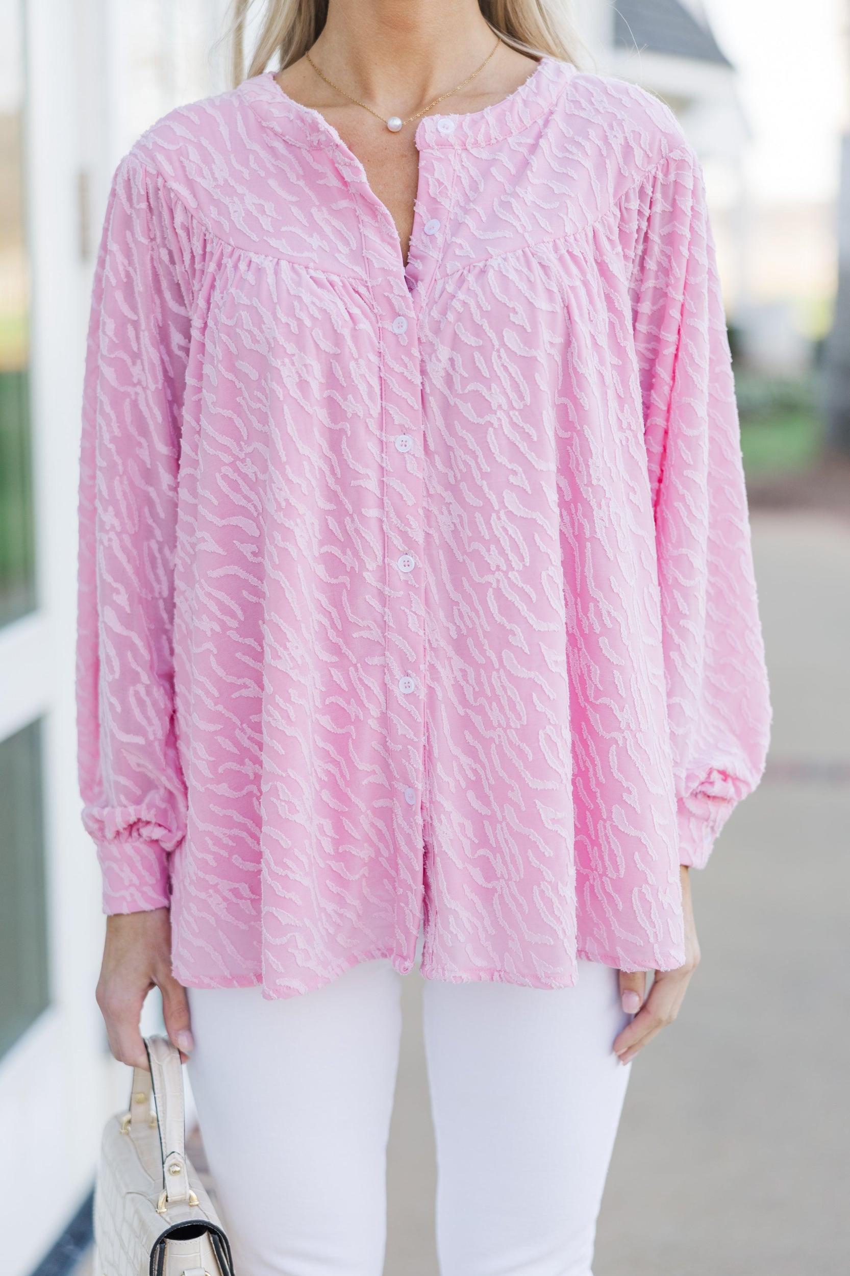 Can't Stop Dreaming Pink Textured Tunic Female Product Image