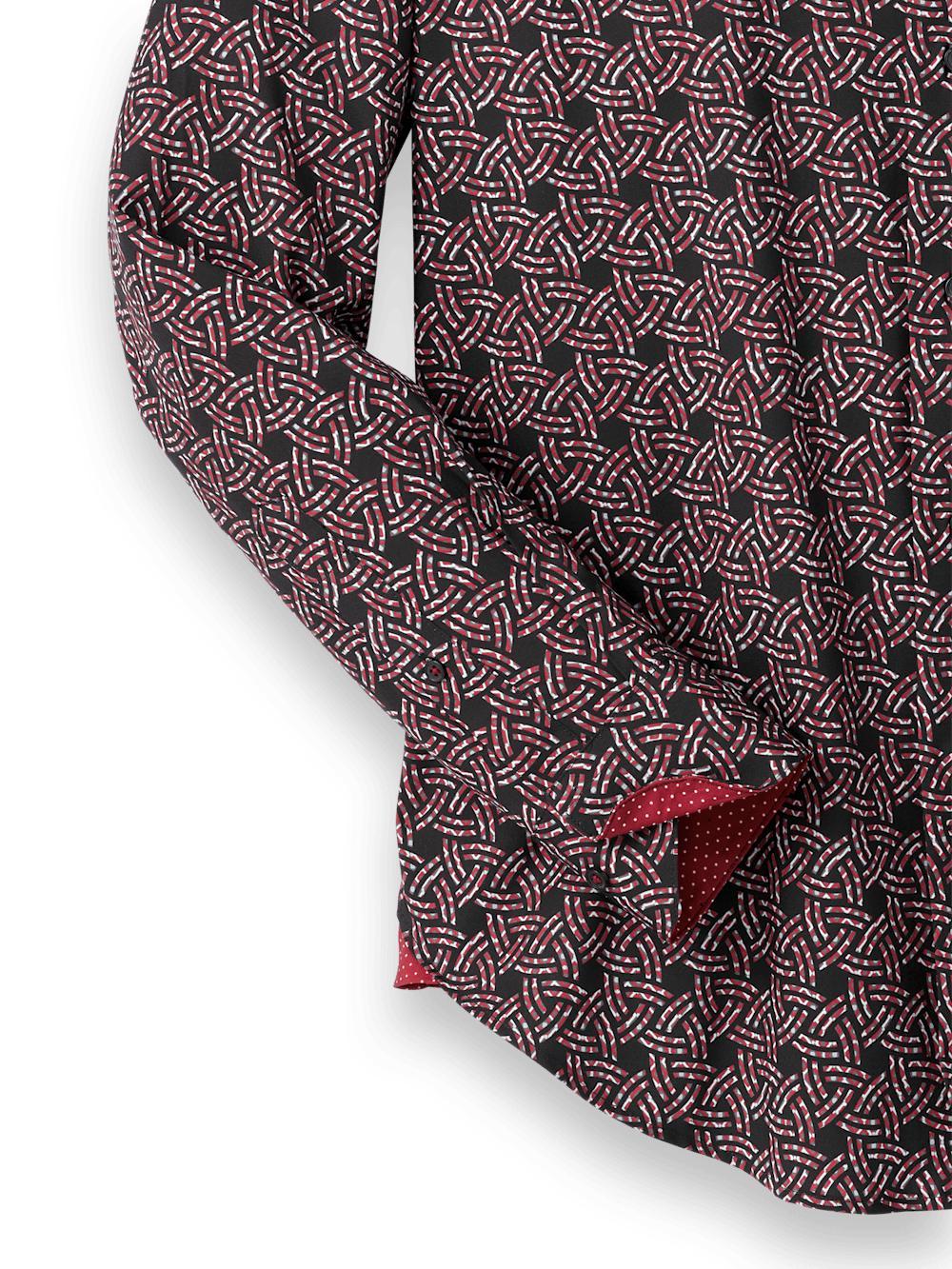 Performance Stretch Geometric Casual Shirt - Black/red Product Image