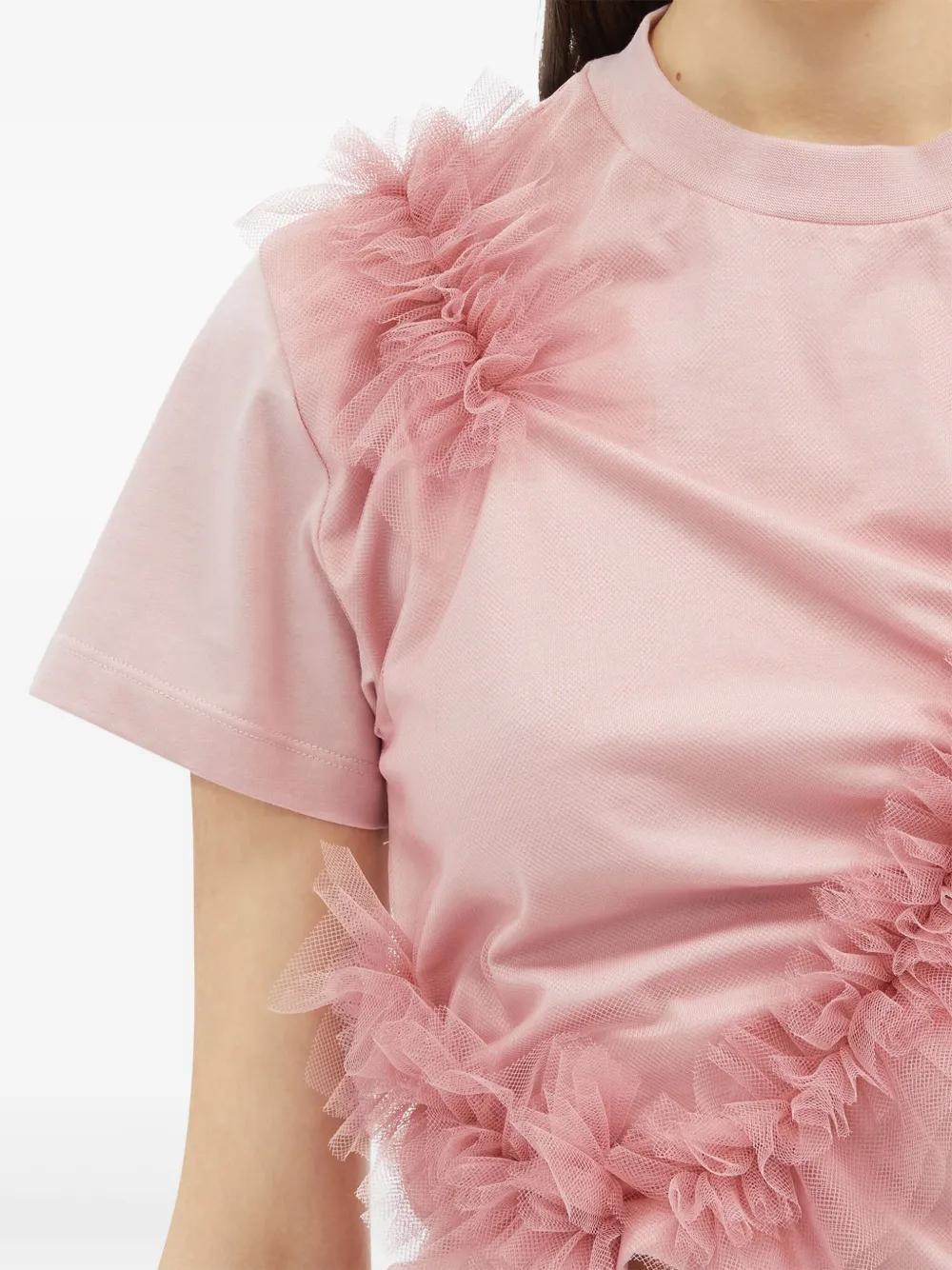 MSGM Ruffled Gathered T-shirt In Pink Product Image