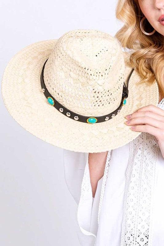 Western Headband Straw Fedora Product Image