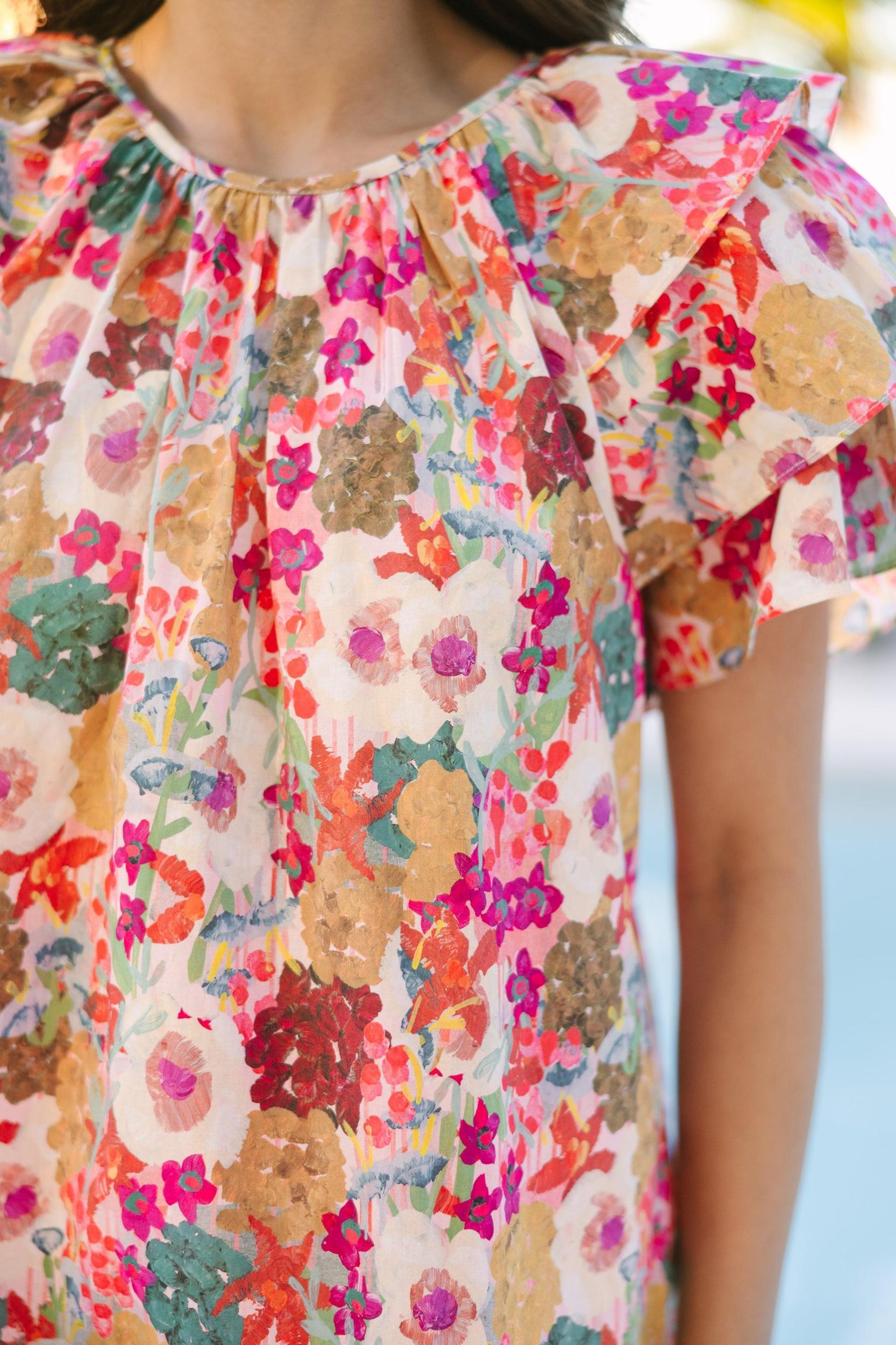 Hear Me Out Fuchsia Pink Floral Blouse Female Product Image