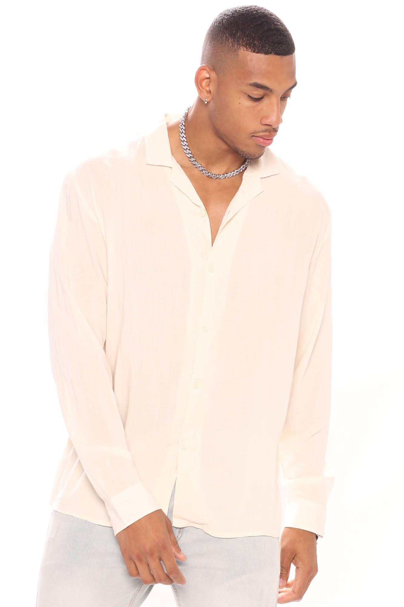 Dawson Relaxed Long Sleeve Button Up Shirt - OffWhite Product Image