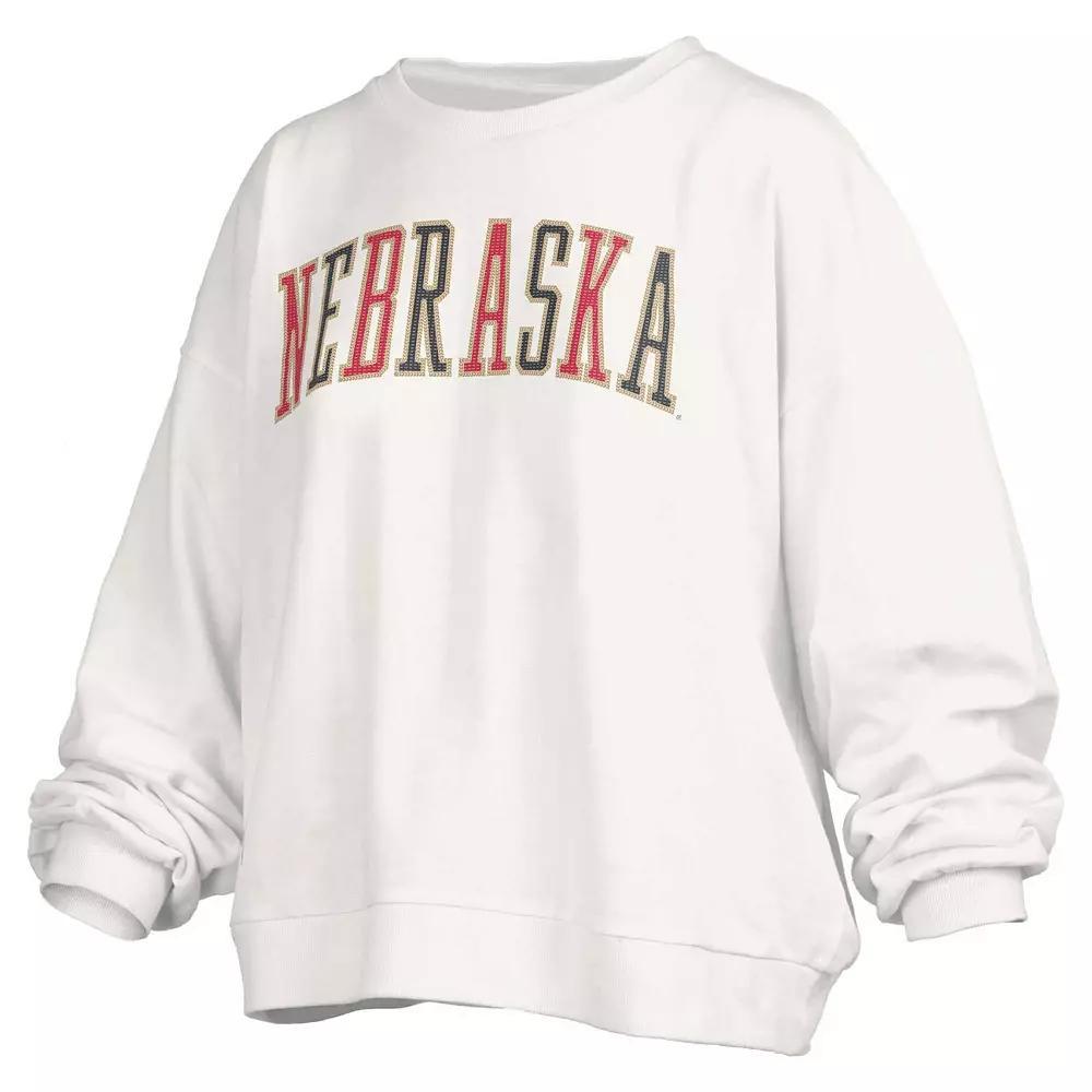 Women's Pressbox White Nebraska Huskers Janise Waist Length Oversized Pullover Sweatshirt, Size: XL Product Image