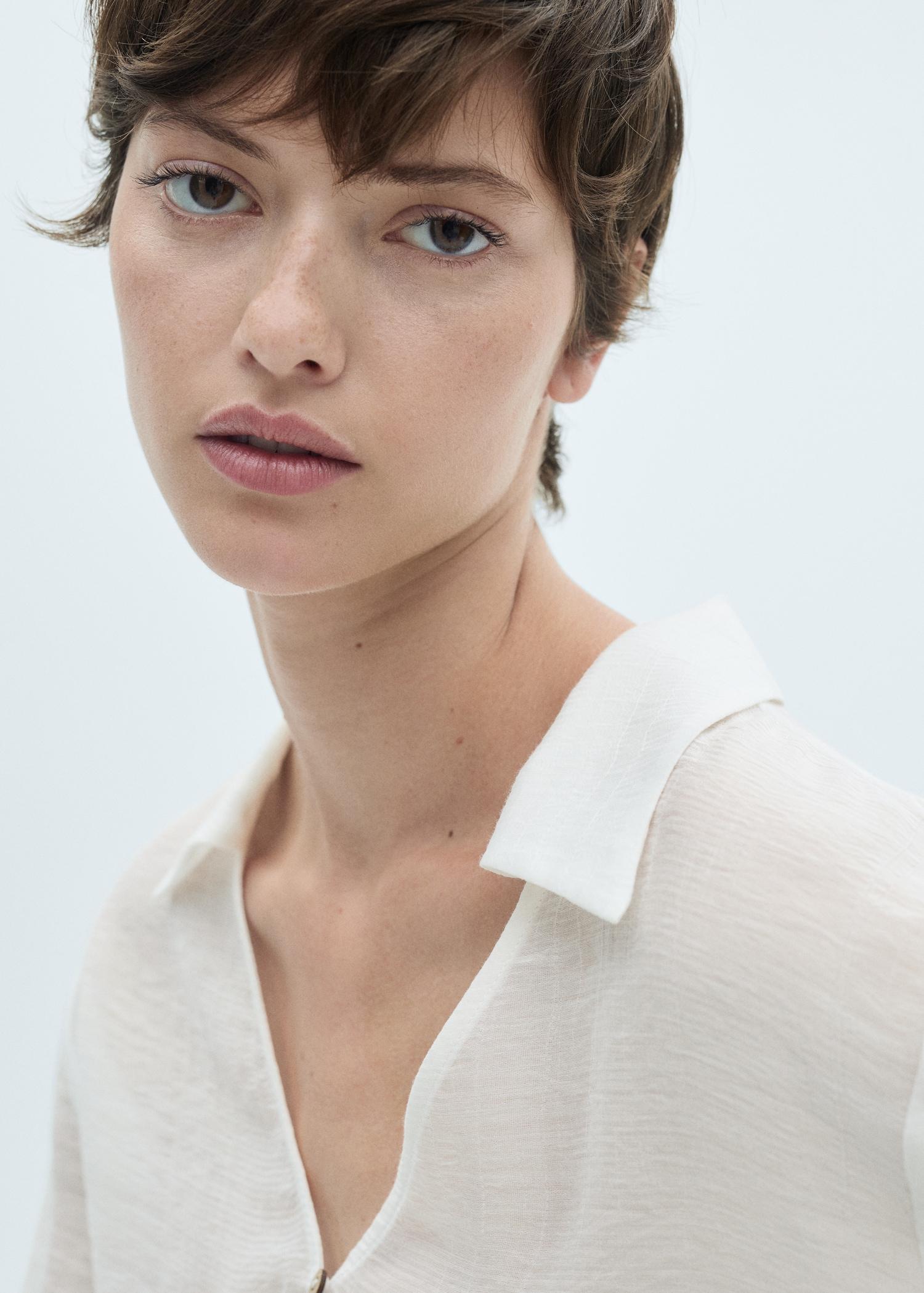 Flared-sleeve blouse with bow - Women | MANGO USA Product Image