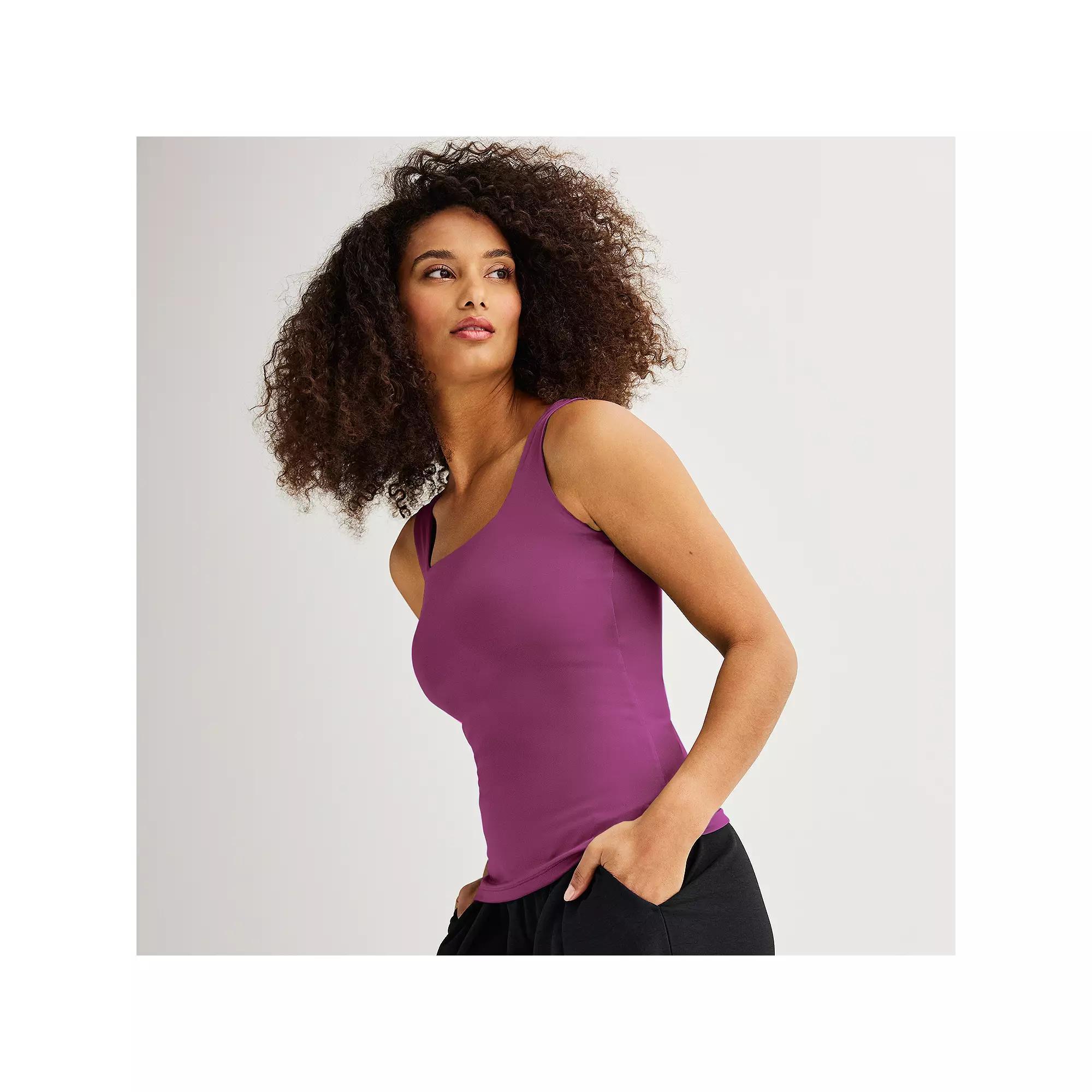 Women's Nine West Sculpt Squareneck Tank Top, Size: Large, Maddie Purple Product Image