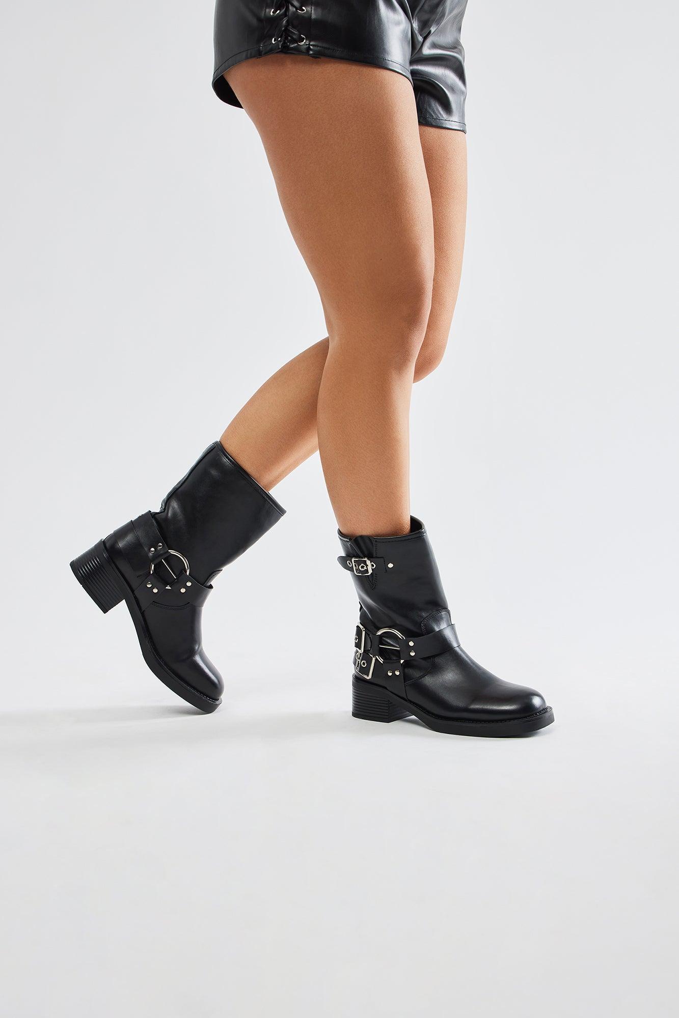 Lenox Buckle Booties - Black Product Image