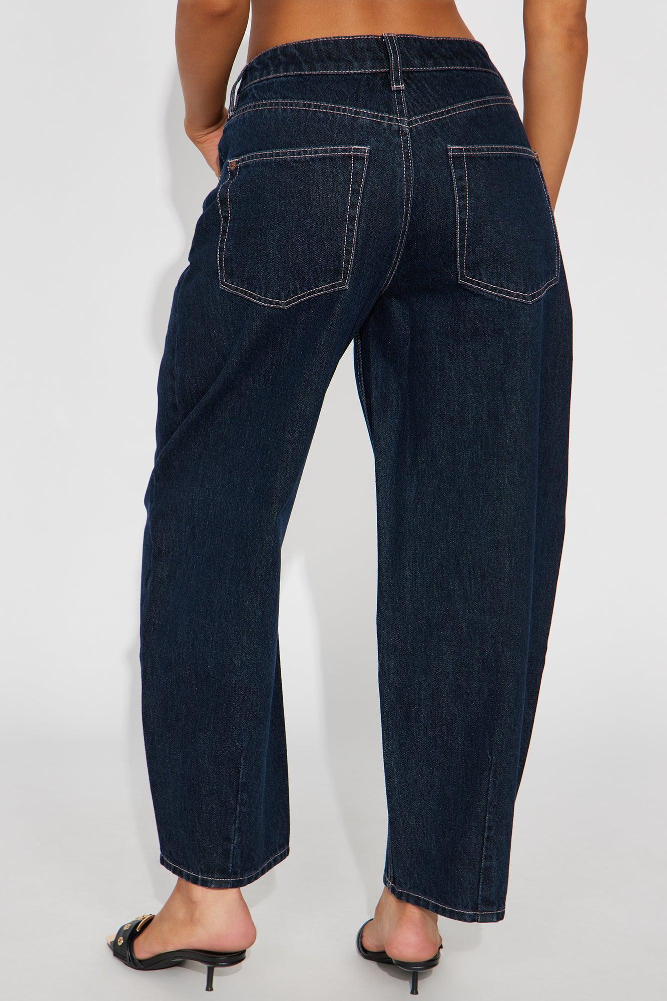 Classic Barrel Leg Jeans - Dark Wash Product Image