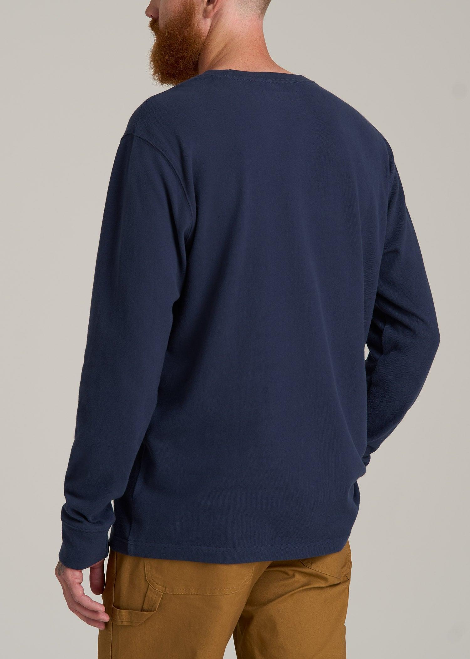 LJ&S Long Sleeve Workwear Pocket Tall Men's Tee in Midnight Navy Product Image