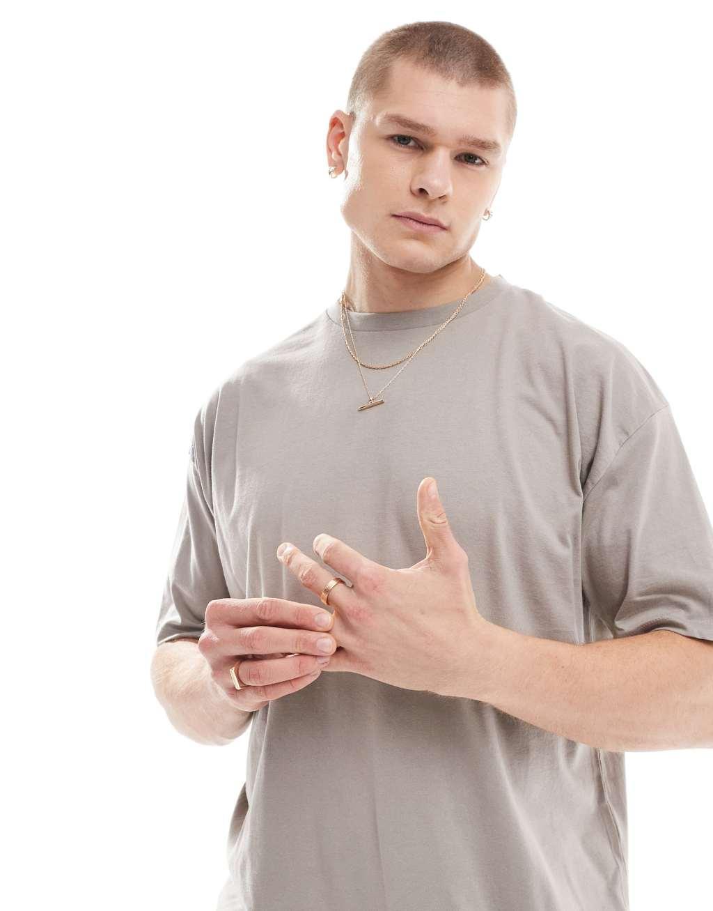 ASOS DESIGN oversized T-shirt in brown with back print Product Image
