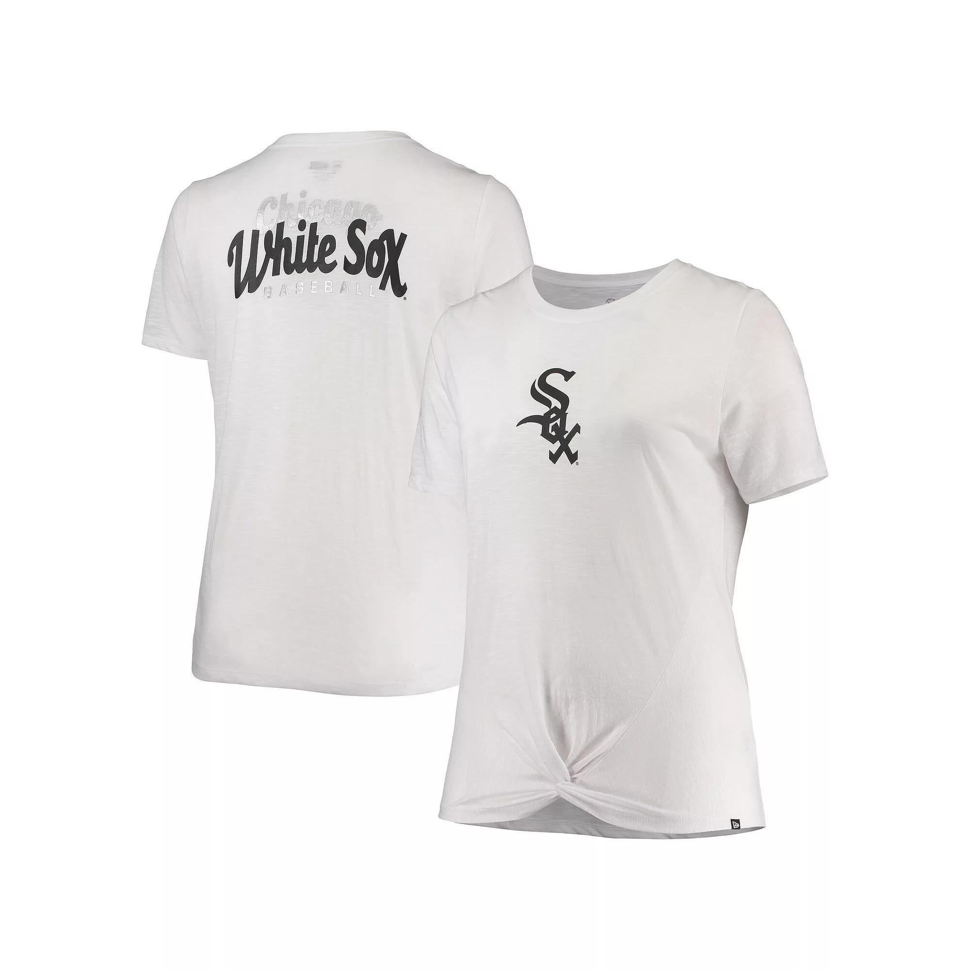 Women's New Era White Chicago White Sox Plus Size 2-Hit Front Knot T-Shirt, Size: 1XL Product Image