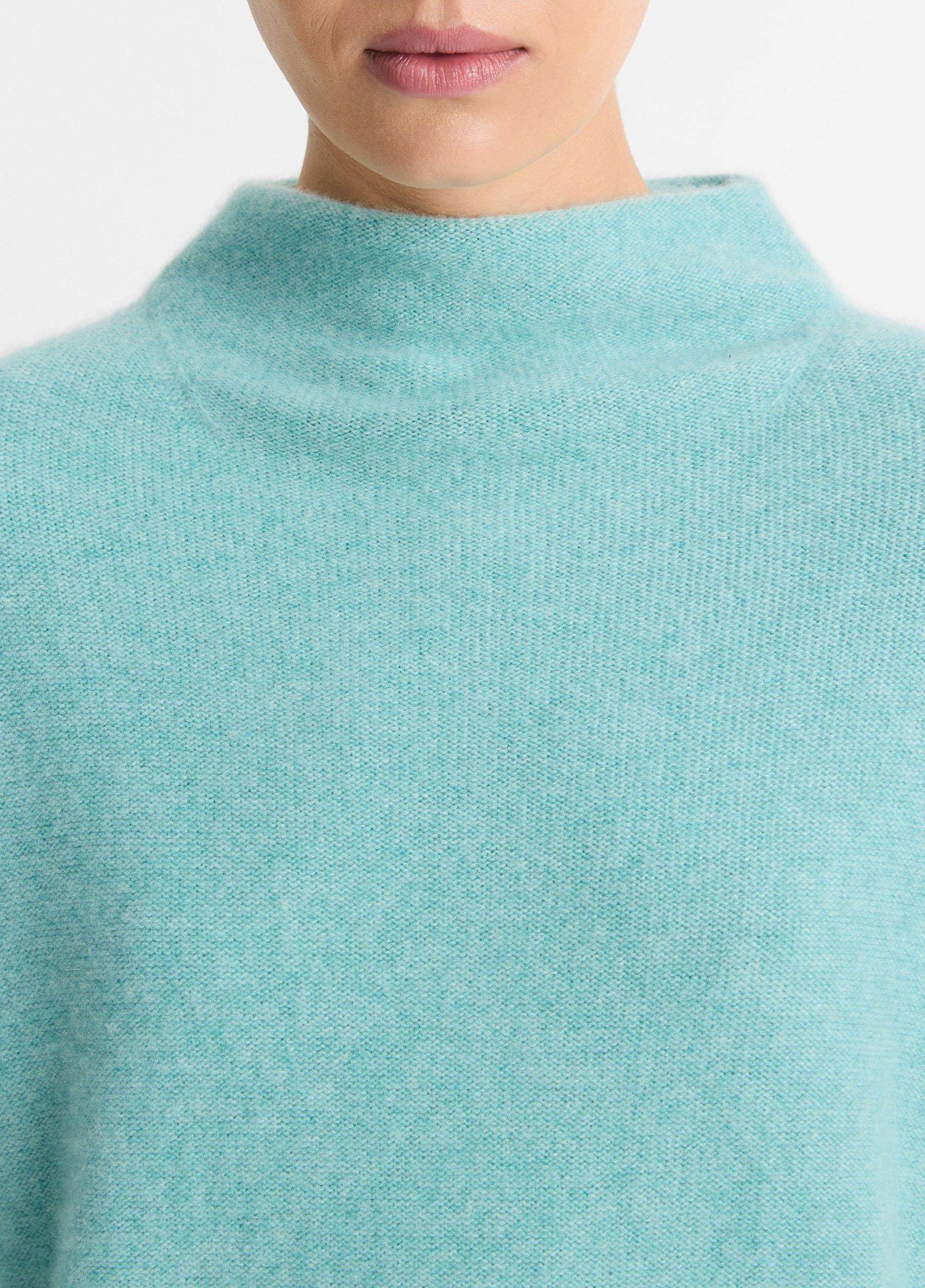 Womens Plush Cashmere Funnel Neck Sweater, Heather Aqua Gem, Size XXS Vince Product Image