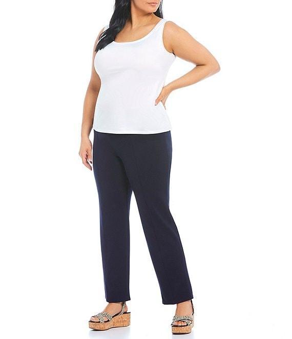 Slim Factor by Investments Plus Size Ponte Knit No Waist Slim Straight Pants Product Image