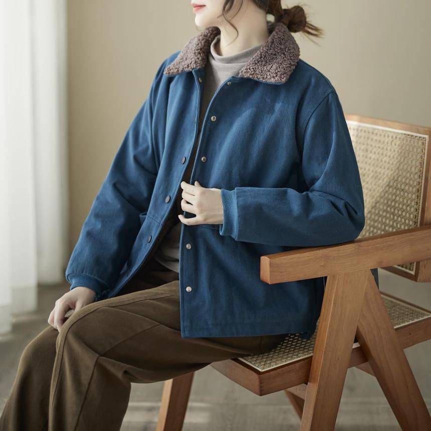 Fleece Collar Button Jacket Product Image