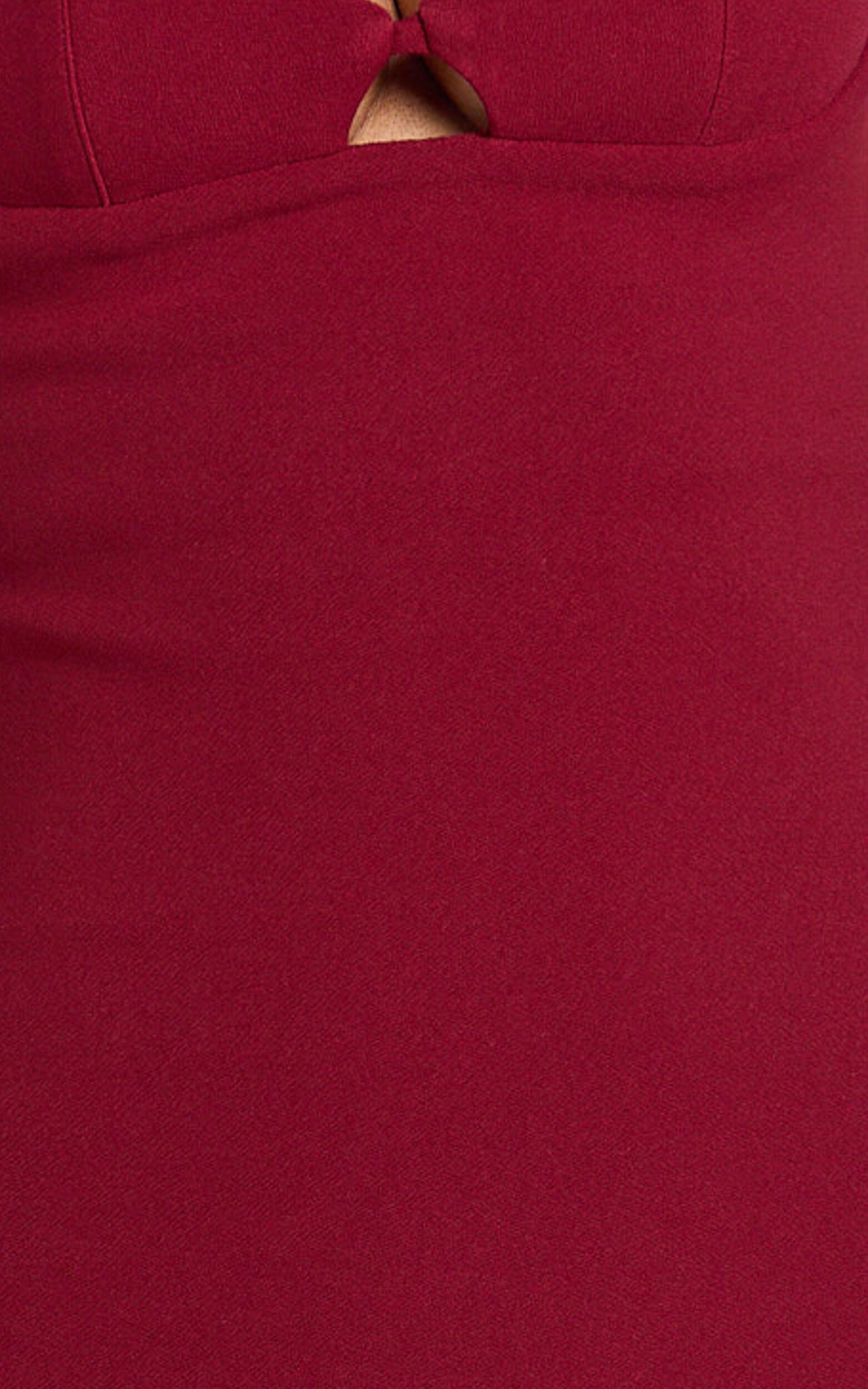 Isabelle Midi Dress - Cut Out Low Back Column Dress in Wine Product Image