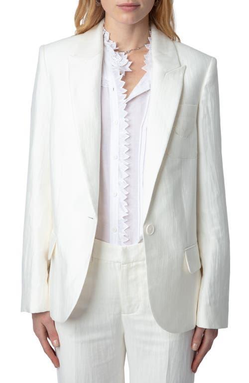 Womens Linen-Blend Crinkled Blazer Product Image