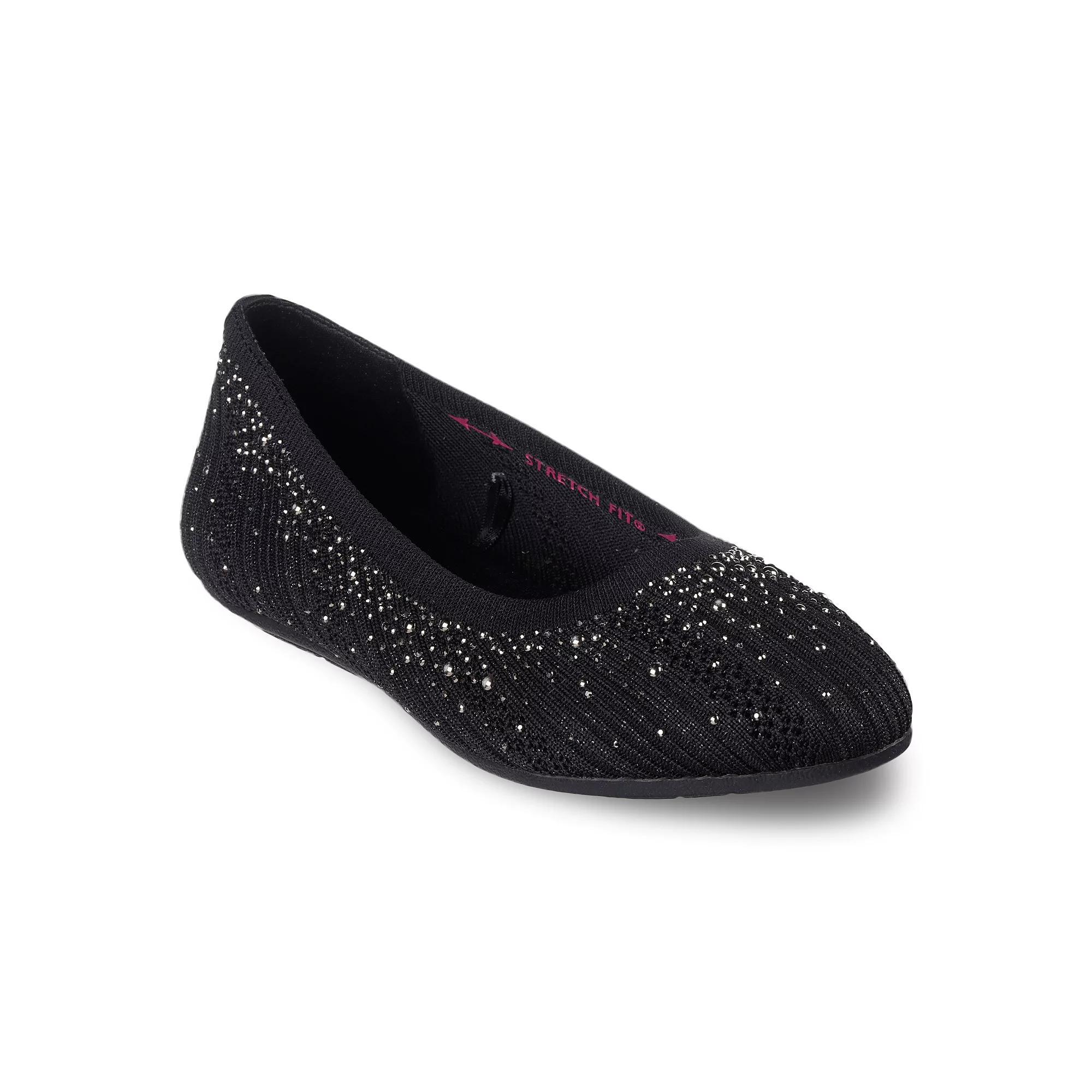 Skechers Cleo® 2.0 Glitzy Daze Women's Flats, Size: 9.5, Black Product Image
