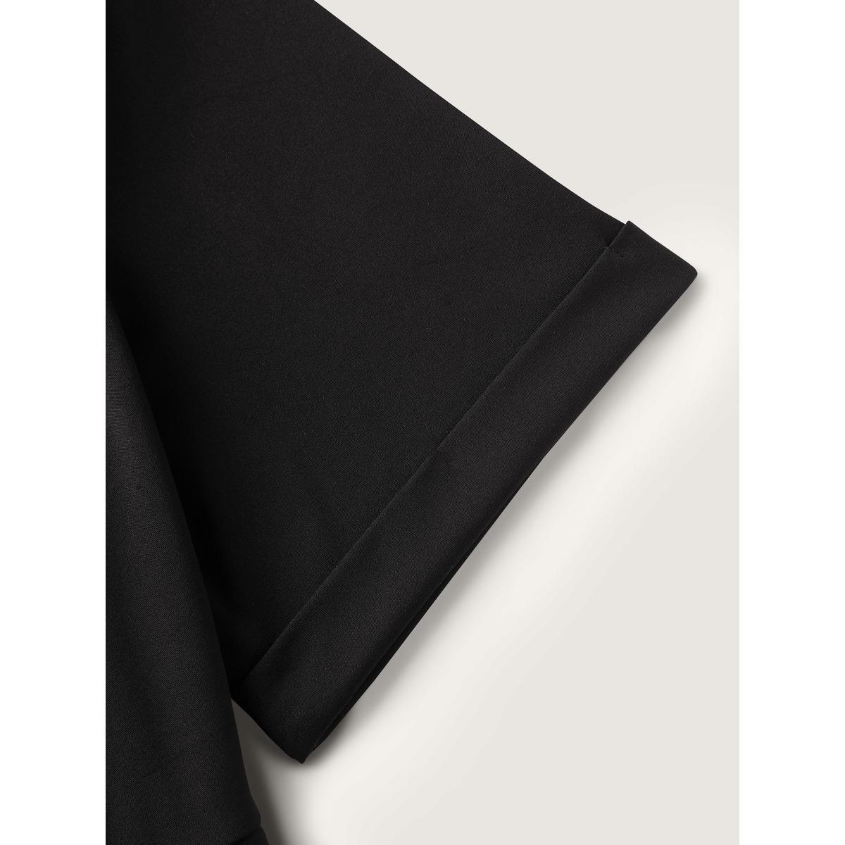Plus Size Stretchy Blazer Collar Belted Knee-Length Dress Black Women Suit Collar Half Sleeve Curvy BloomChic 22-24/3X Product Image