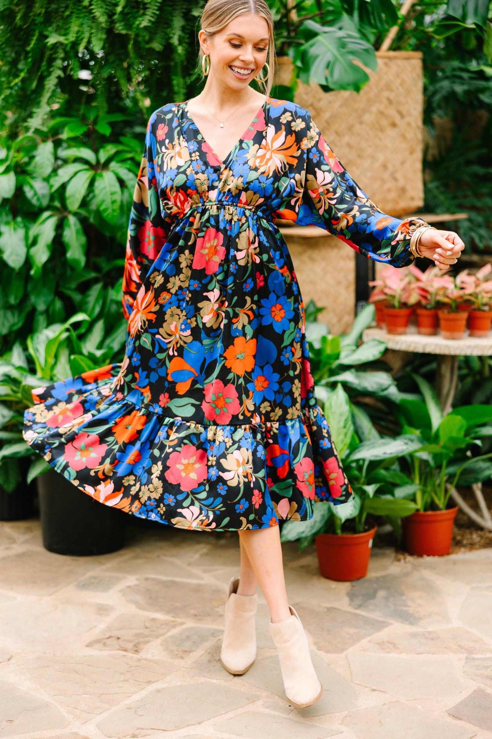 It's All You Black Floral Midi Dress Female Product Image