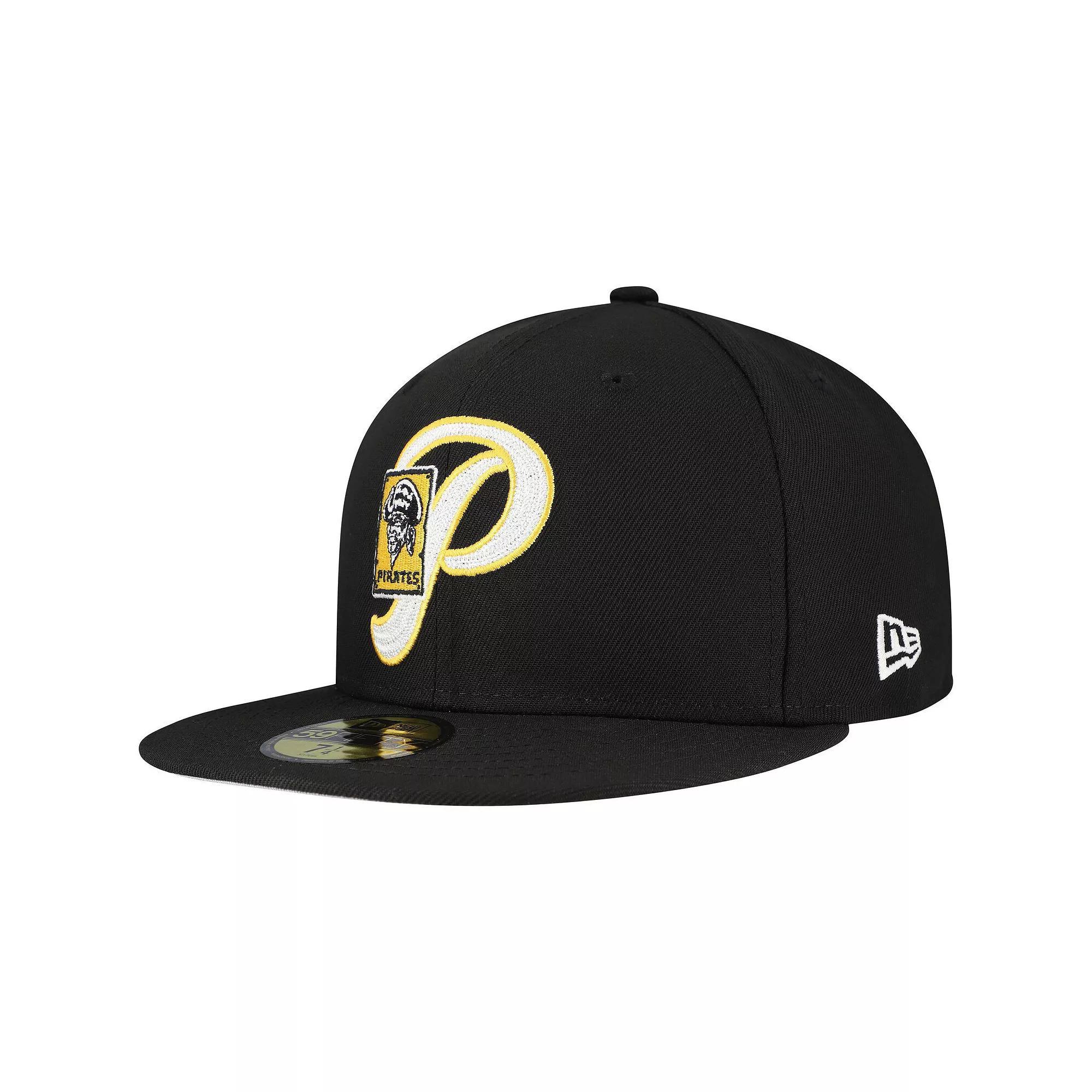 Men's New Era Black Pittsburgh Pirates  Duo Logo 2.0 59FIFTY Fitted Hat, Size: 7 1/8 Product Image