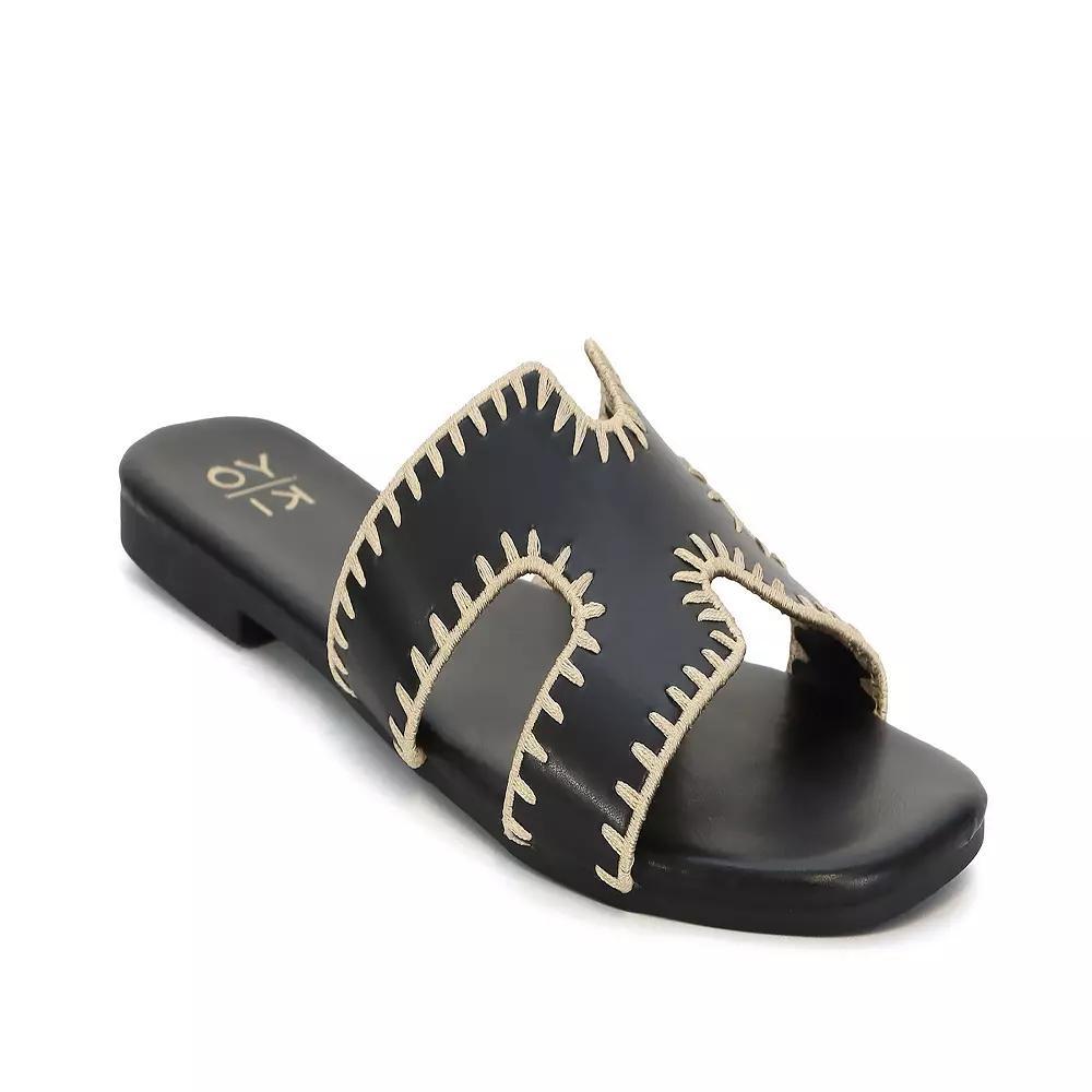 Yoki Essie-29 Women's Open Toe H-Band Stitch Sandals, Size: 7 Medium, Black Product Image