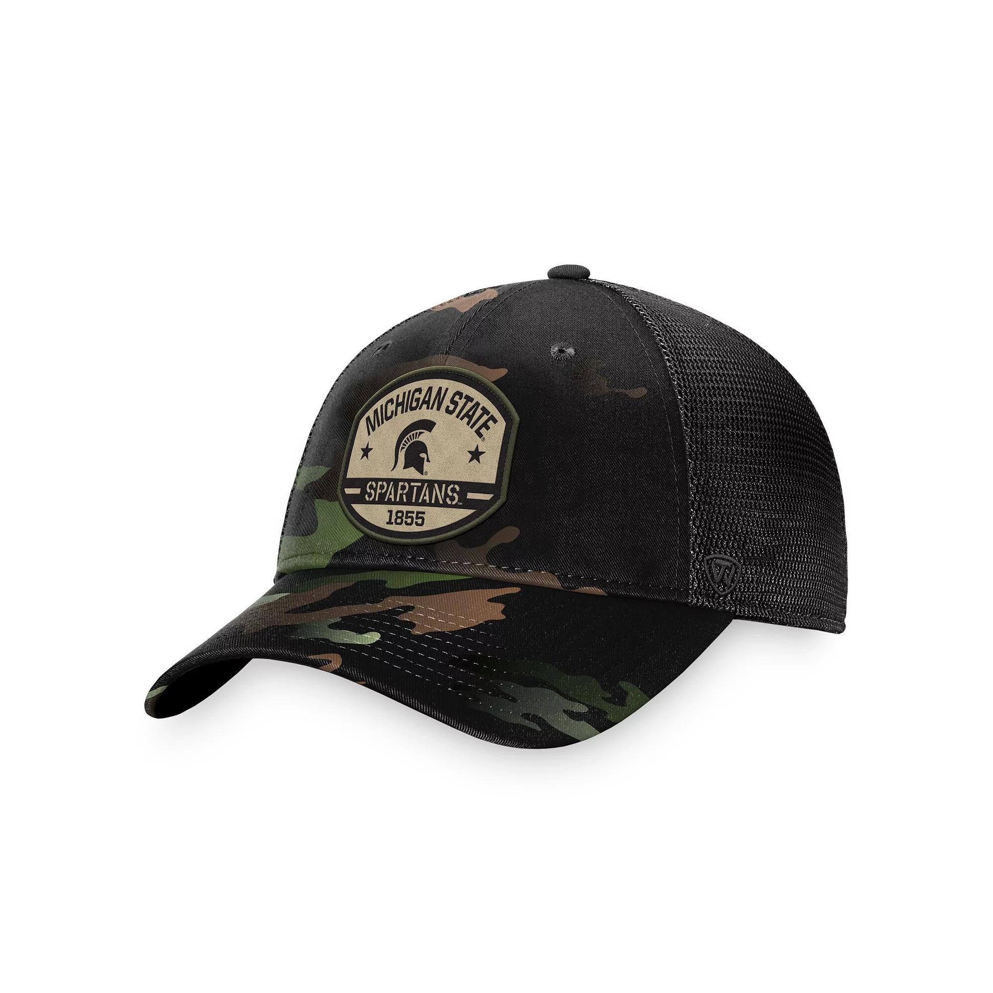 Men's Top of the World Black Michigan State Spartans OHT Delegate Trucker Adjustable Hat Product Image