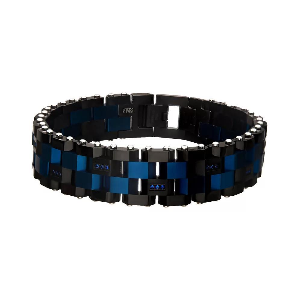 Men's Two Tone Stainless Steel & Black Cubic Zirconia Link Bracelet, Size: 8.5", Multi Product Image