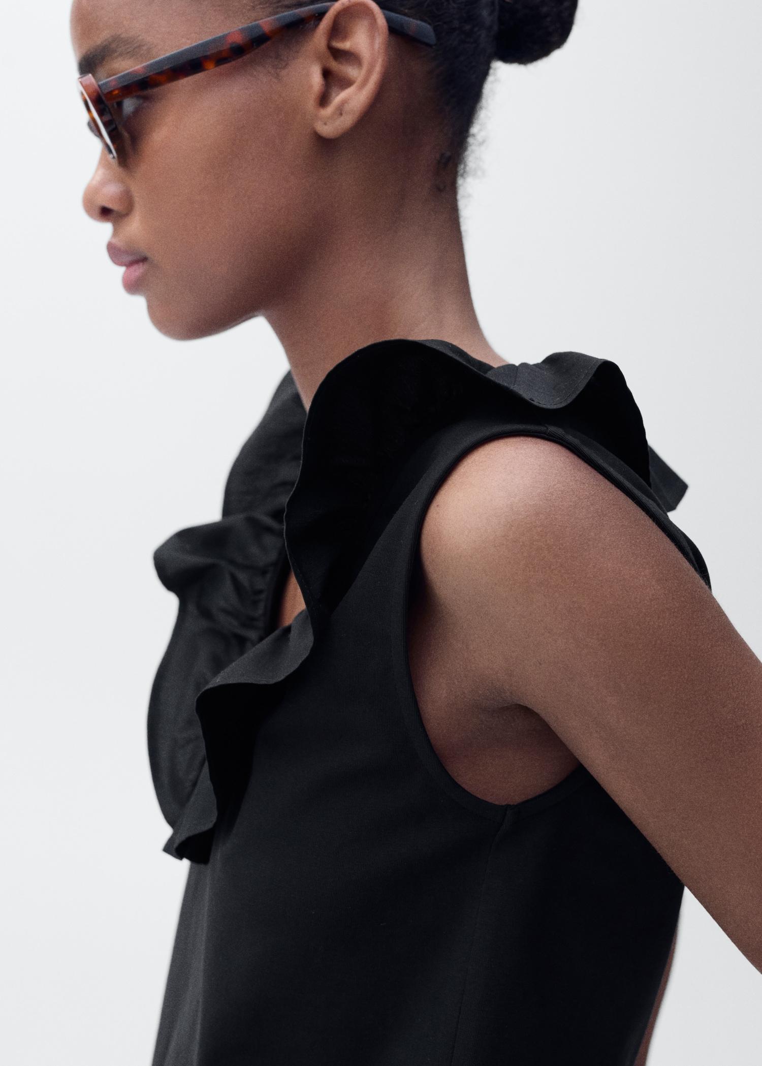 Cotton top with ruffles - Women | MANGO USA Product Image