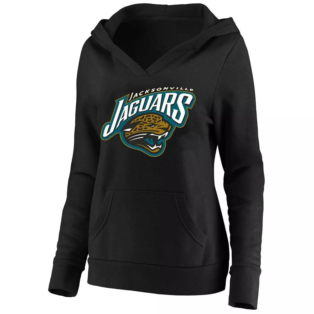 Women's Mitchell & Ness Black Jacksonville Jaguars Classic Logo V-Neck Pullover Hoodie, Size: 4XL Product Image
