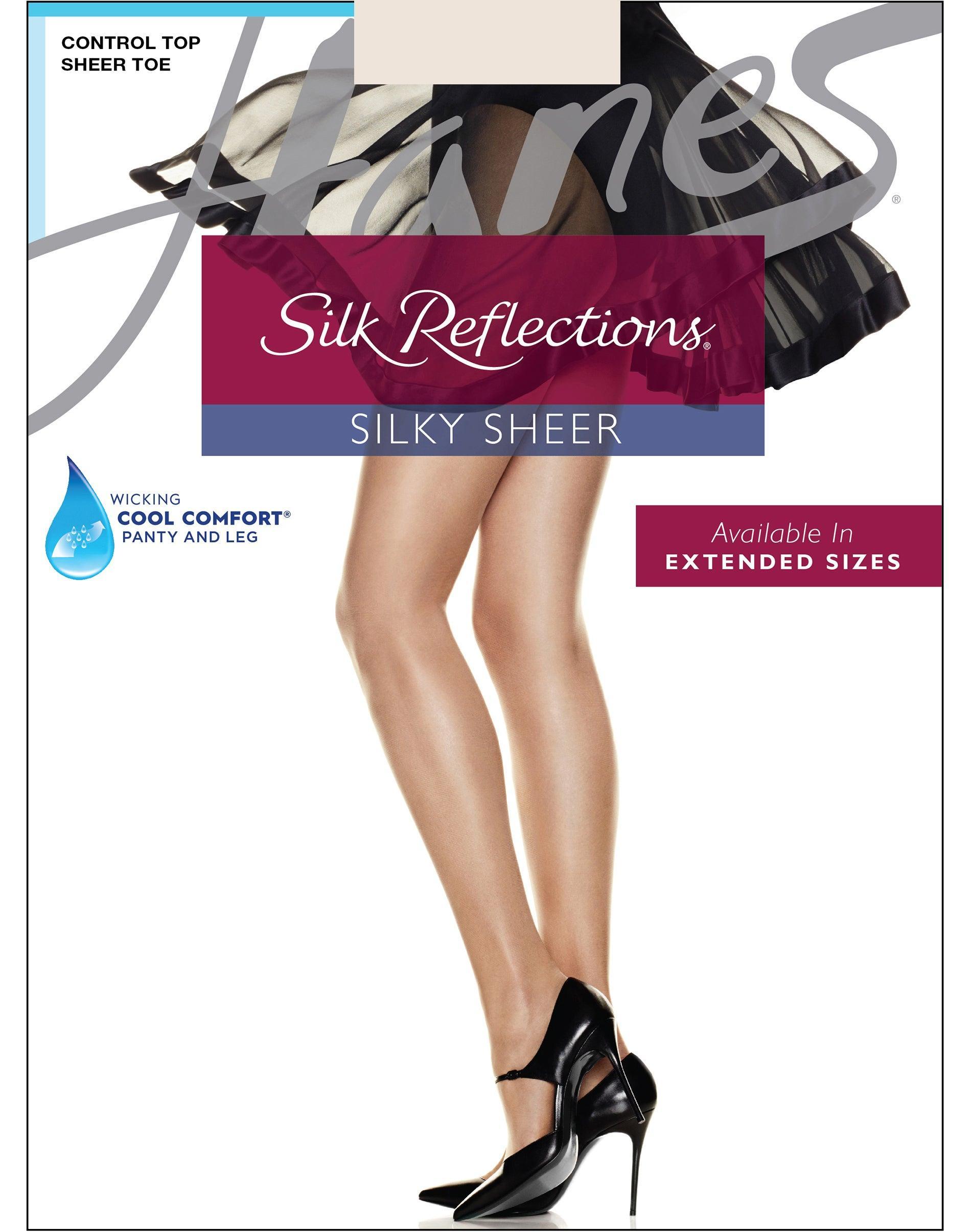 Hanes Silk Reflections Control Top Pantyhose with Sheer Toe Classic Navy EF Womens Product Image