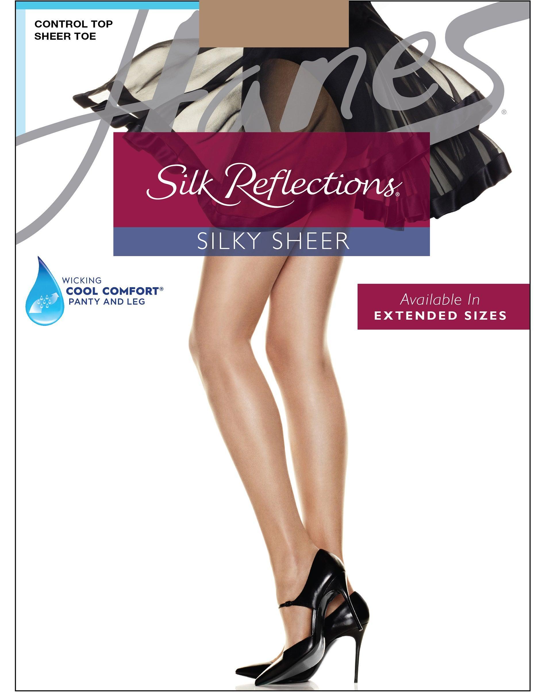 Hanes Silk Reflections Control Top Pantyhose with Sheer Toe Classic Navy EF Womens Product Image