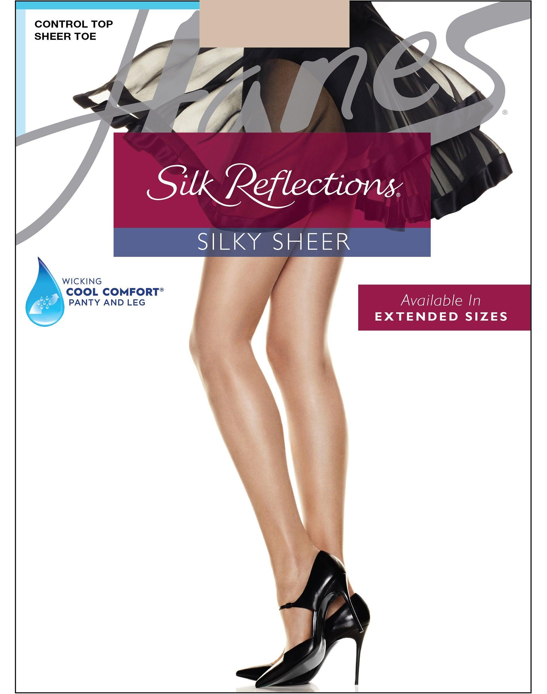 Hanes Silk Reflections Control Top Pantyhose with Sheer Toe Classic Navy EF Womens Product Image
