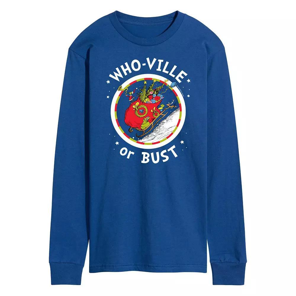 Mens Dr. Seuss Grinch Who-ville or Bust Long Sleeve Tee Product Image