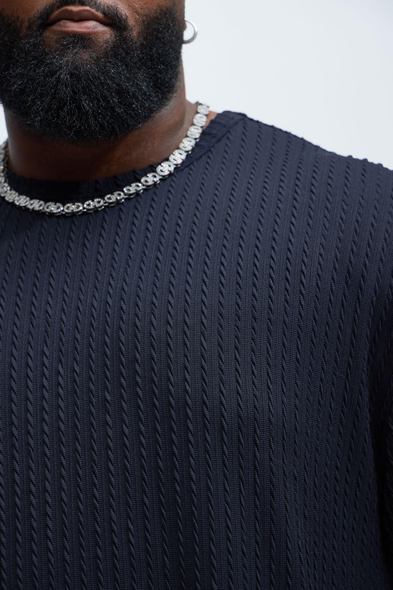 Rope Textured Relaxed Tee - Navy Product Image